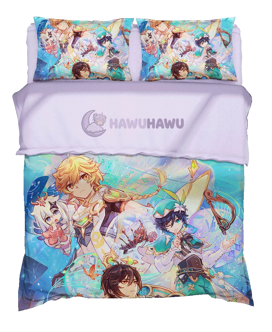Venti Genshin Impact Bedding Set 4-Piece HD Print - HaWuHaWu