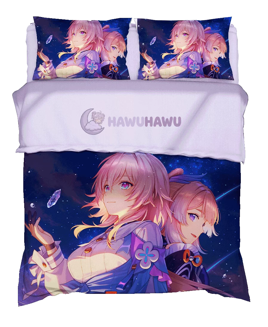 Sangonomiya Kokomi Genshin Impact Bedding Set 4-Piece HD Print - HaWuHaWu