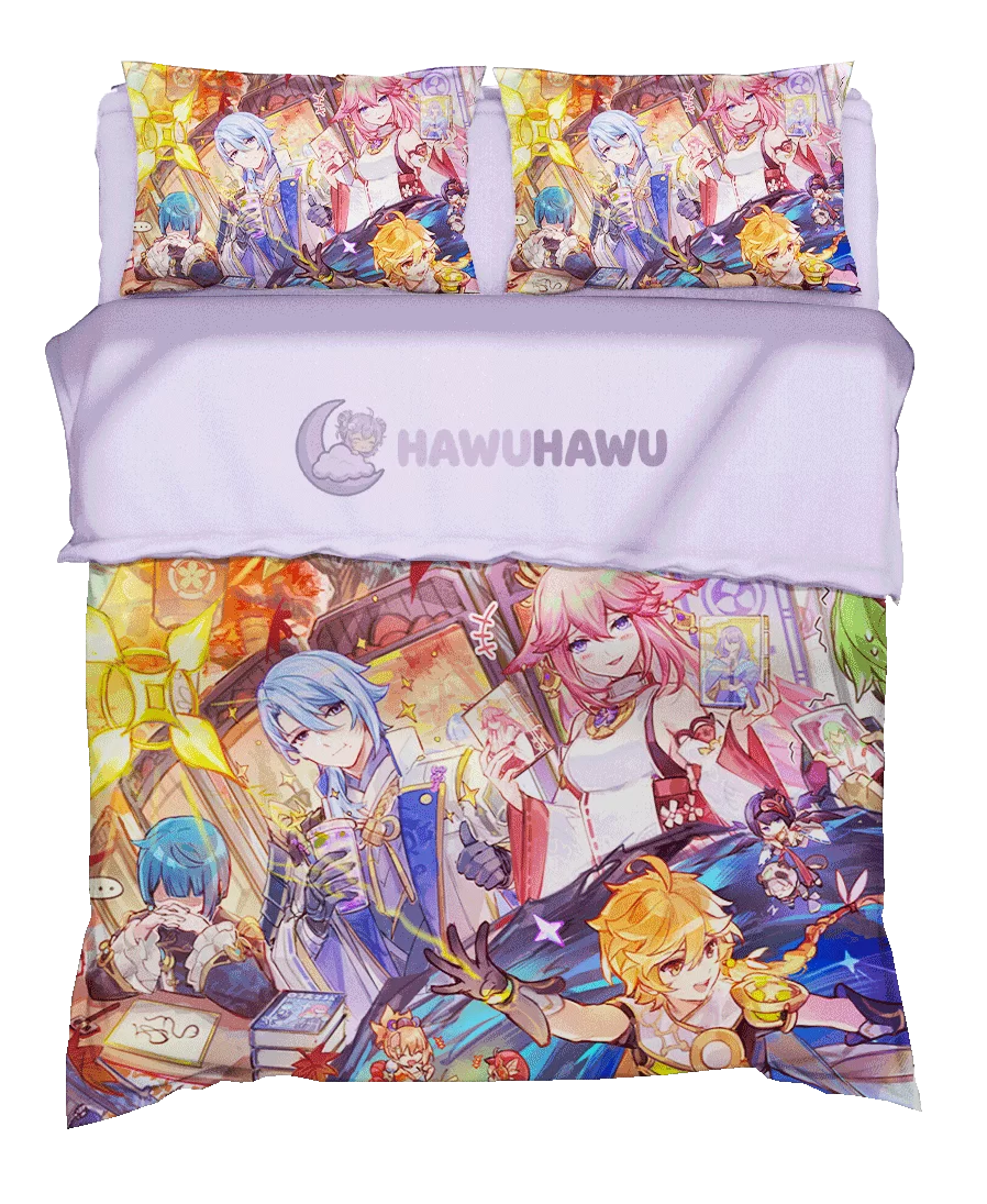 Yae Miko Genshin Impact Bedding Set 4-Piece HD Print - HaWuHaWu