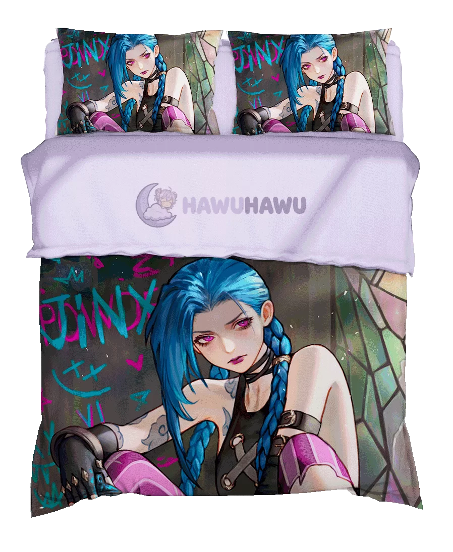 Jinx League of Legends Bedding Set 4-Piece HD Print - HaWuHaWu