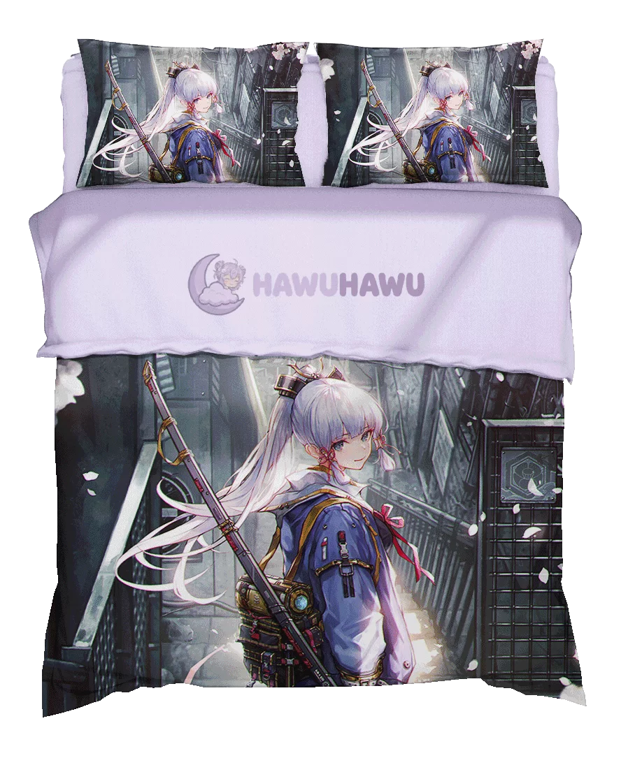 Kamisato Ayaka Genshin Impact Bedding Set 4-Piece HD Print - HaWuHaWu