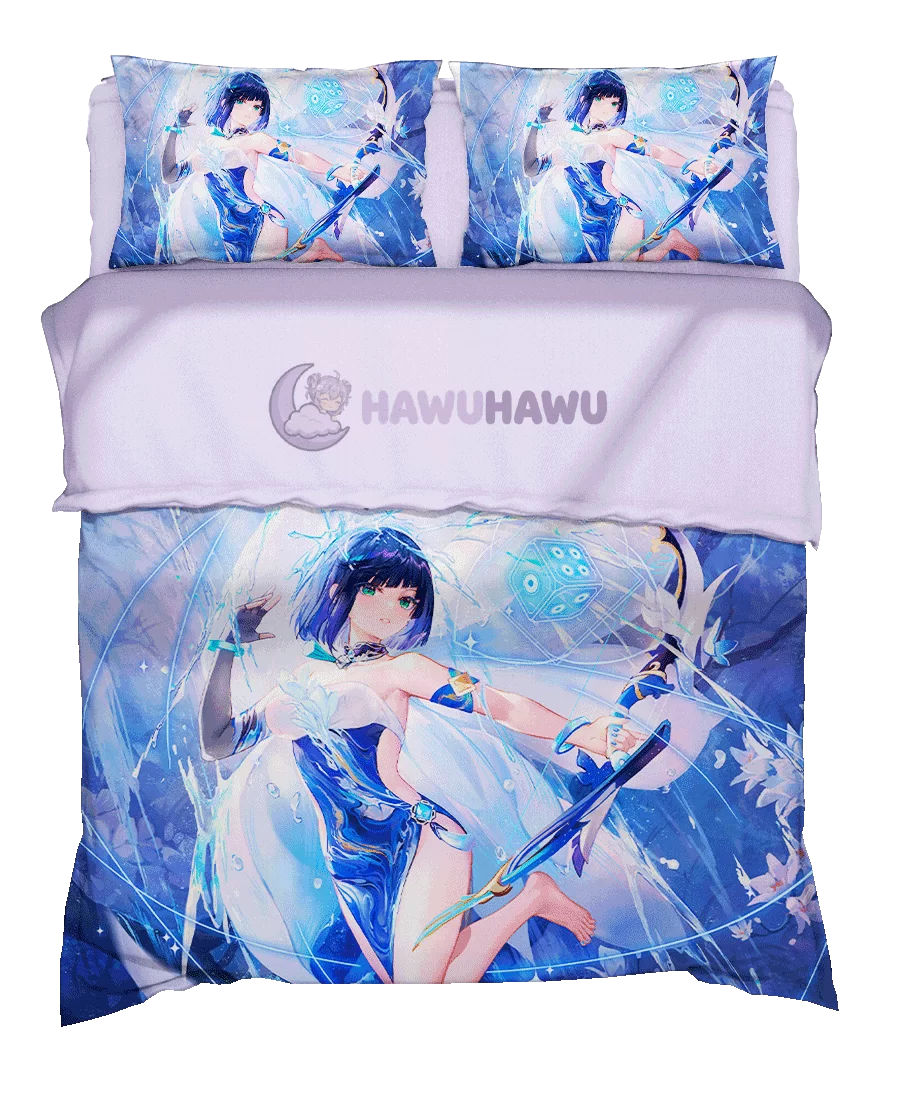 Yelan Genshin Impact Bedding Set 4-Piece HD Print - HaWuHaWu