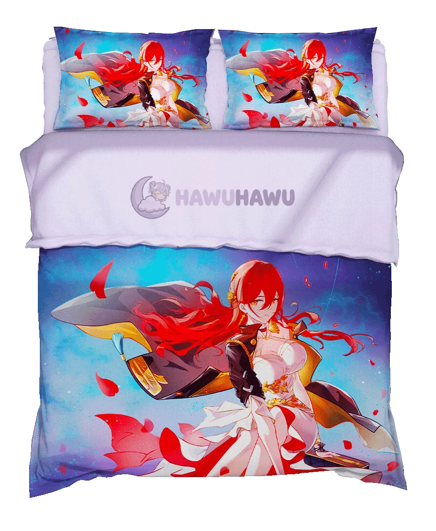 Himeko Honkai Star Rail Bedding Set 4-Piece HD Print - HaWuHaWu