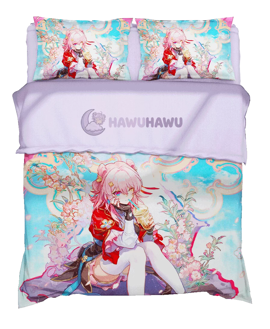March 7th Honkai Star Rail Bedding Set 4-Piece HD Print - HaWuHaWu