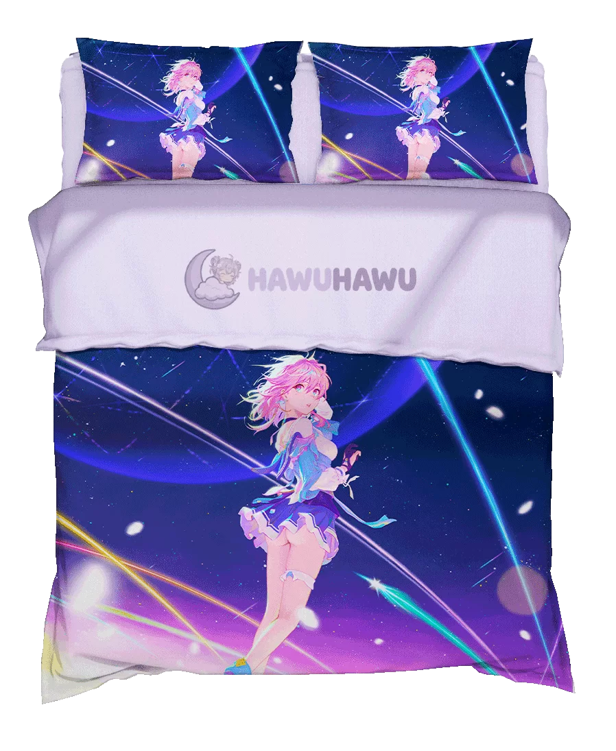 March 7th Honkai Star Rail Bedding Set 4-Piece HD Print - HaWuHaWu