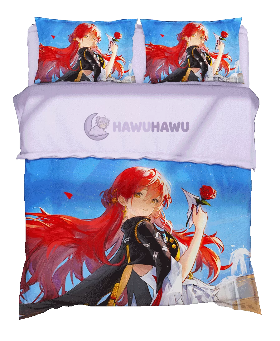 Himeko Honkai Star Rail Bedding Set 4-Piece HD Print - HaWuHaWu