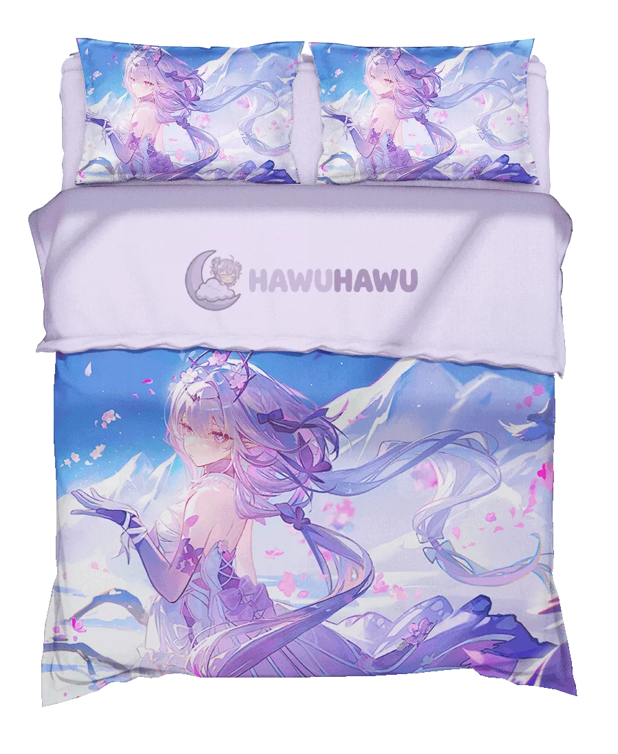 Castorice Honkai Star Rail Bedding Set 4-Piece HD Print - HaWuHaWu