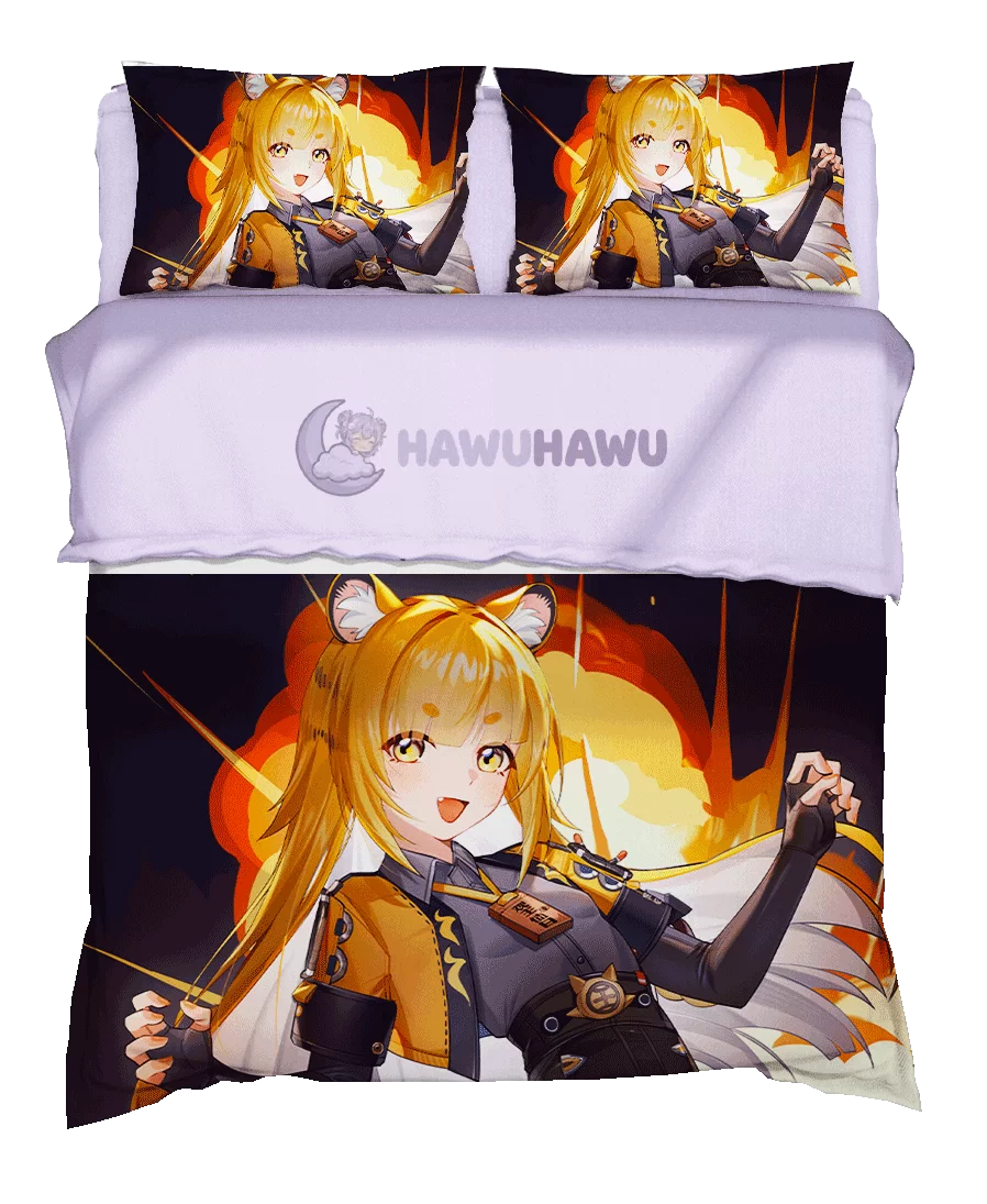 Ju Fufu Zenless Zone Zero Bedding Set 4-Piece HD Print - HaWuHaWu