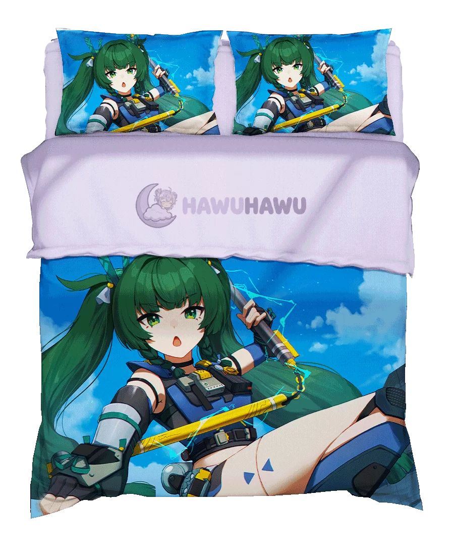 Qingyi Zenless Zone Zero Bedding Set 4-Piece HD Print - HaWuHaWu