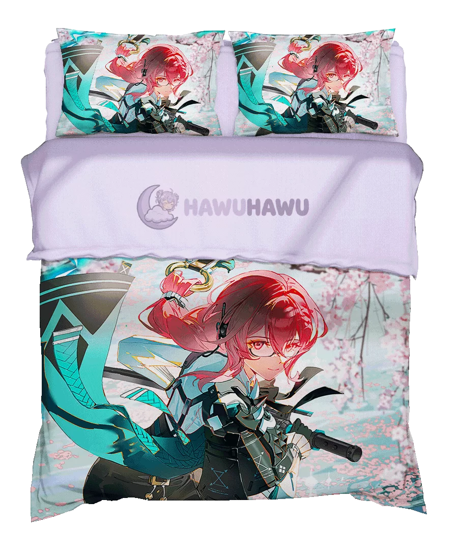 Tsukishiro Yanagi Zenless Zone Zero Bedding Set 4-Piece HD Print - HaWuHaWu
