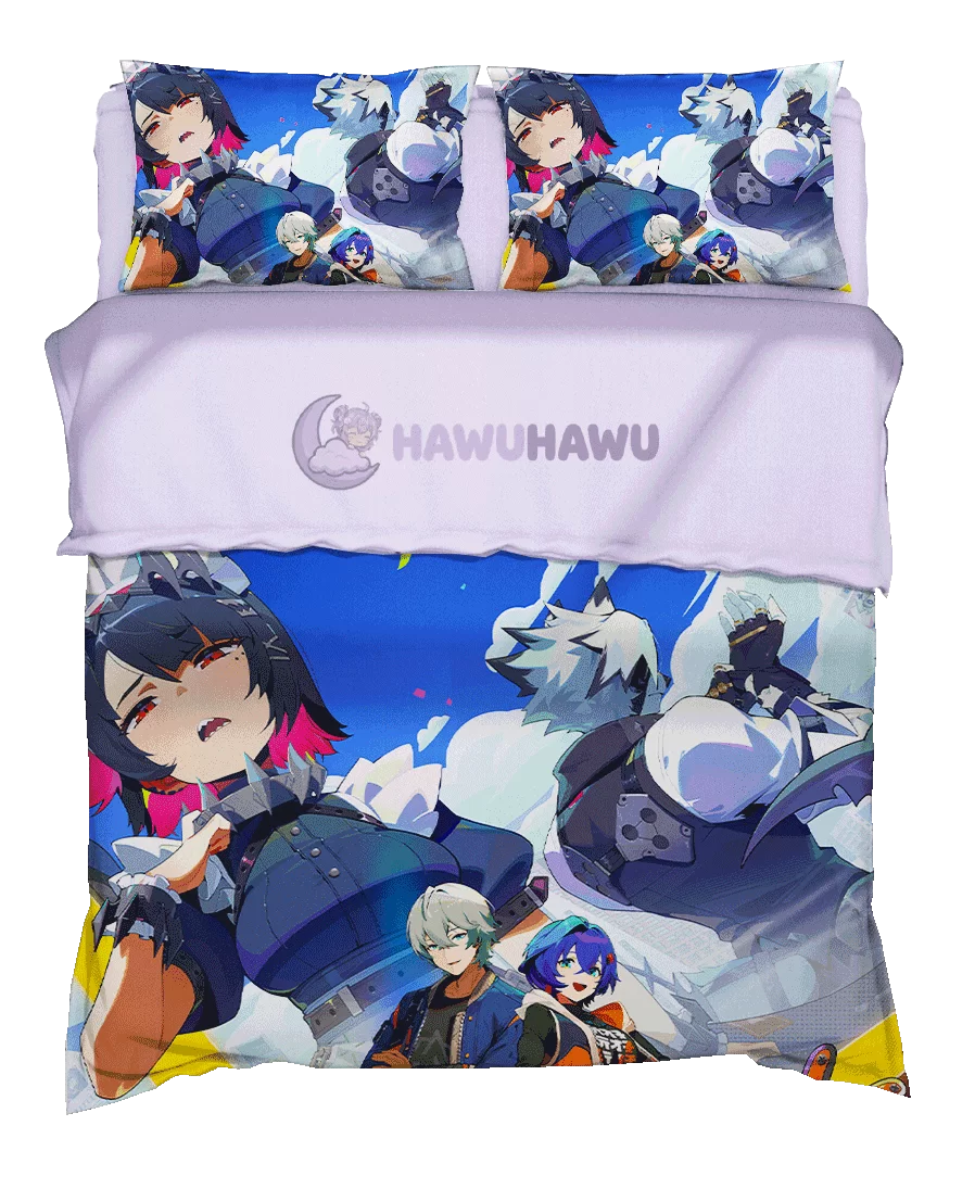 Ellen Joe Zenless Zone Zero Bedding Set 4-Piece HD Print - HaWuHaWu