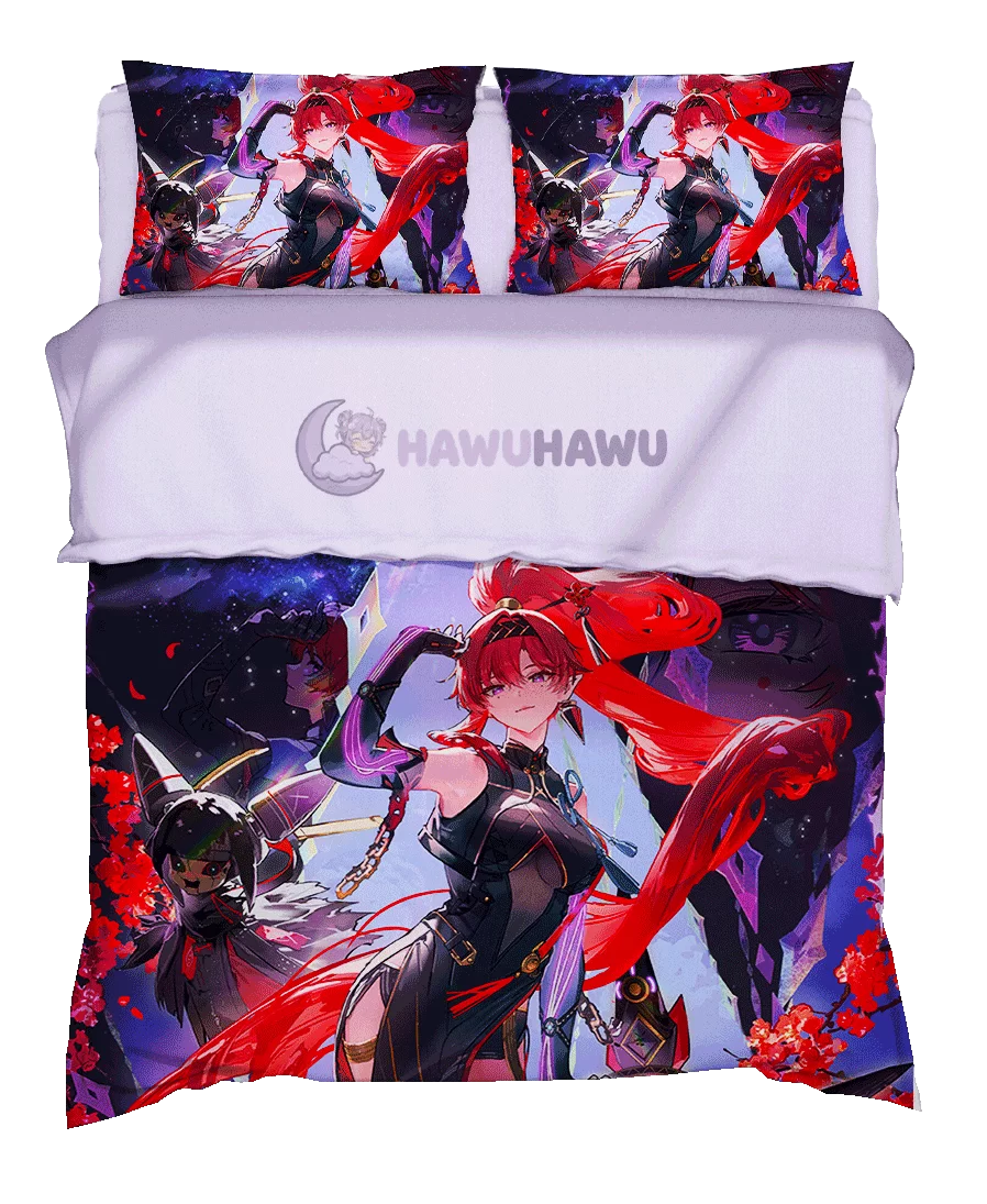 Yinlin Wuthering Waves Bedding Set 4-Piece HD Print - HaWuHaWu