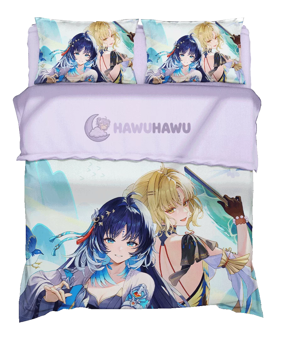 Yangyang&Suisui Wuthering Waves Bedding Set 4-Piece HD Print - HaWuHaWu