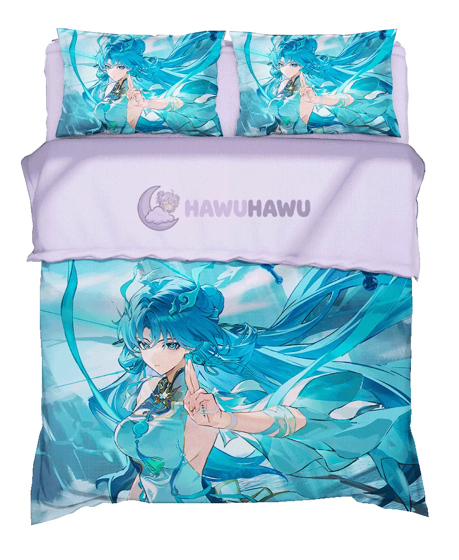 Qingxiao Wuthering Waves Bedding Set 4-Piece HD Print - HaWuHaWu