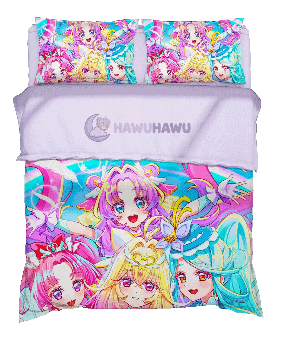 Cure Answer&Cure Mystique&Cure Eclair Star Detective Precure! Bedding Set 4-Piece HD Print - HaWuHaWu