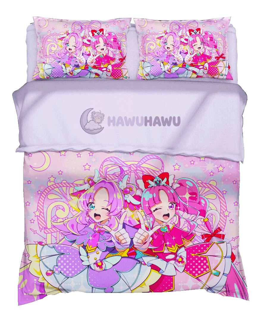 Cure Answer&Cure Mystique Star Detective Precure! Bedding Set 4-Piece HD Print - HaWuHaWu