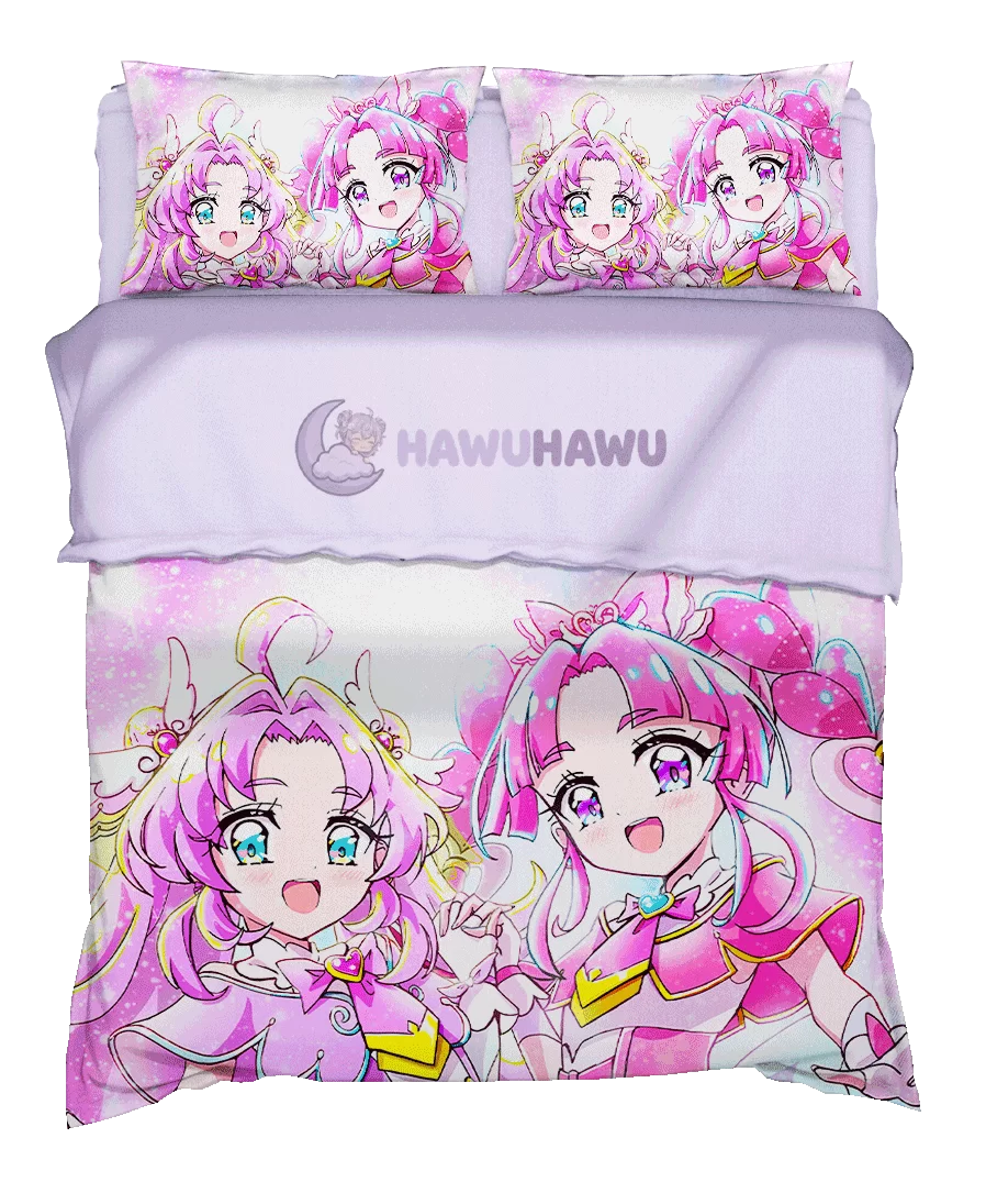 Cure Answer&Cure Mystique Star Detective Precure! Bedding Set 4-Piece HD Print - HaWuHaWu