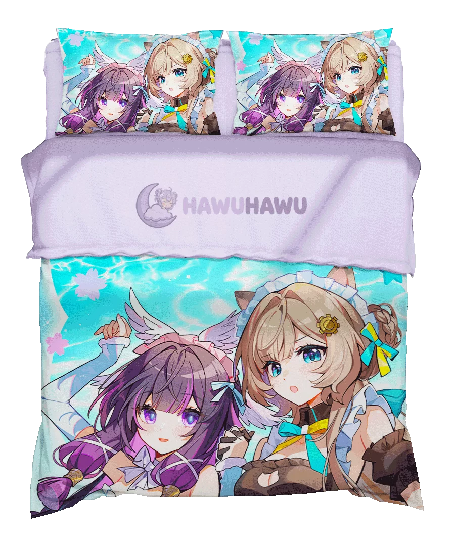 Columbina&Sandrone Genshin Impact Bedding Set 4-Piece HD Print - HaWuHaWu